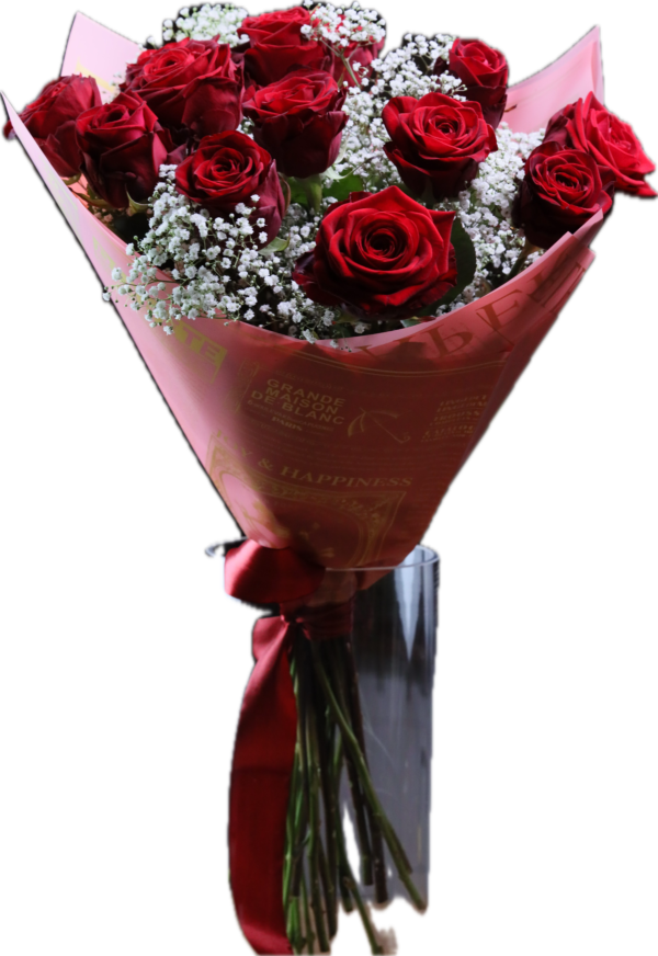 Kytice 13 červený růží Red Naomi 80 cm