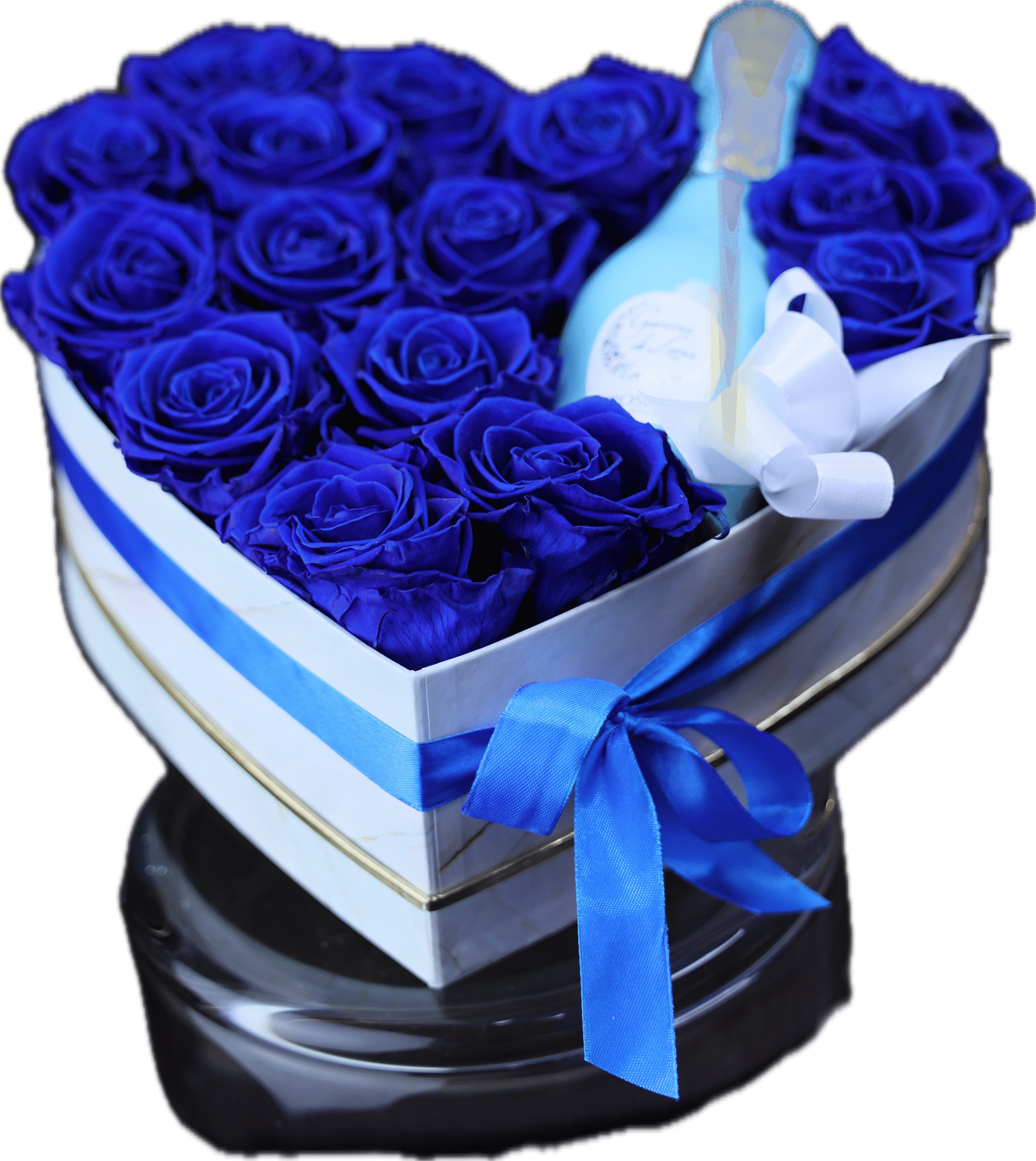 Srdcová krabička mramorová se stabilizovanými růžemi