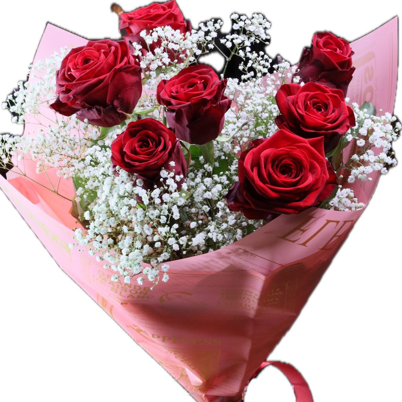 🌹 7 růží s gypsophilou